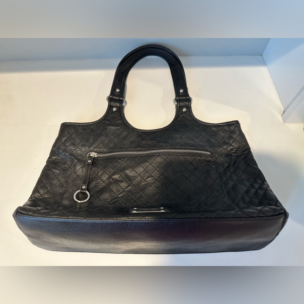 Nine West Black Quilted Tote Bag